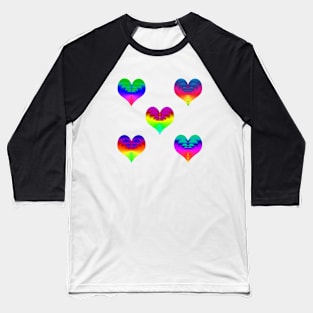 Rainbow Gradient Hearts Sticker or Magnet Pack Baseball T-Shirt